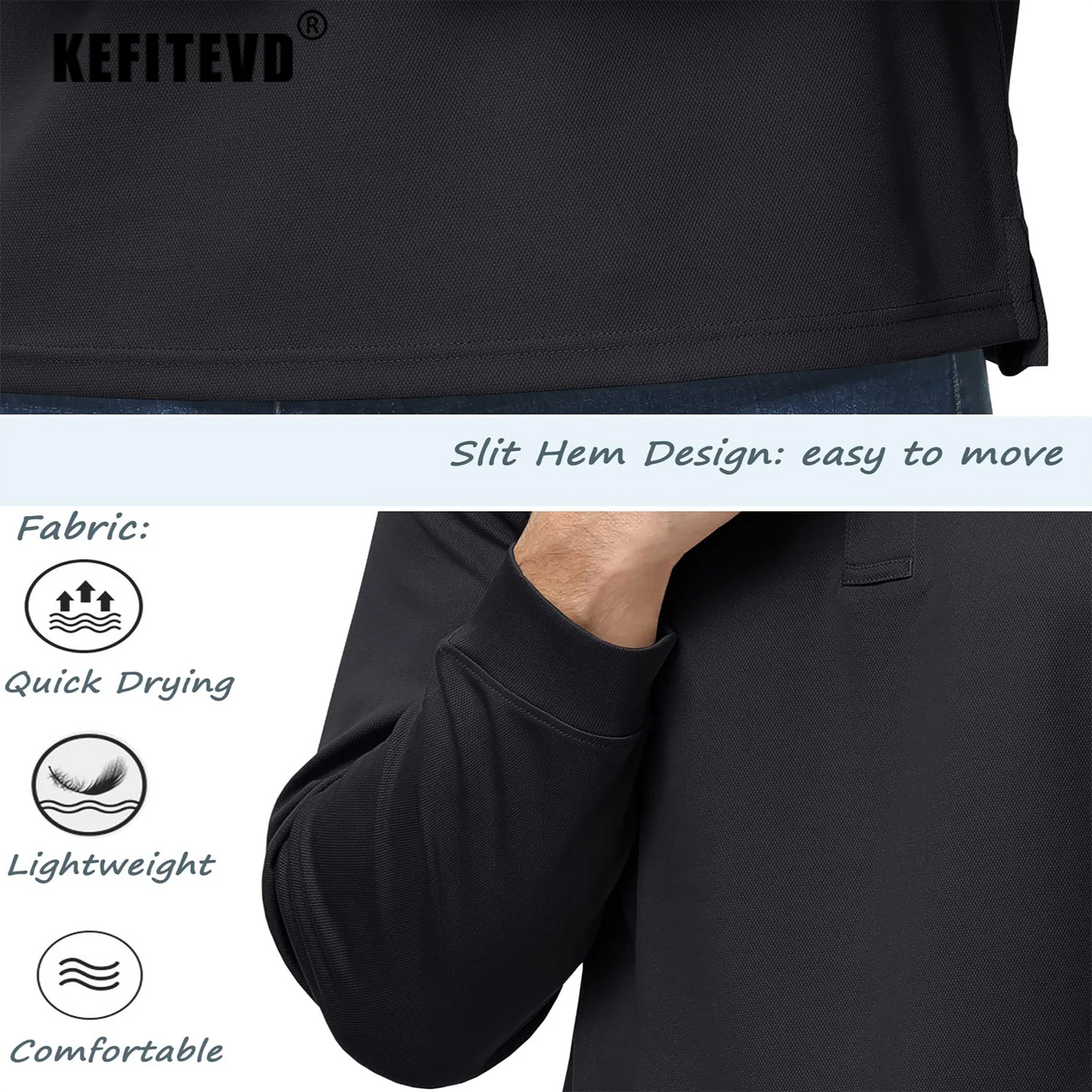 KEFITEVD Men's Golf Polo Shirt Quick Dry Breathable Lightweight T-Shirts Athletic Workout Outdoor Shirts Camping Fishing Tops
