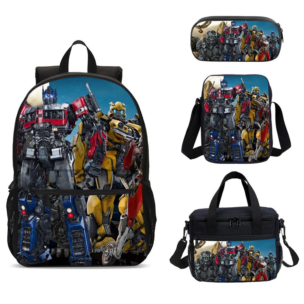 T-Transformers Child School Backpack with Lunch Bags ,Pencil Bags ,School Bags for Boys Girls Best Gift