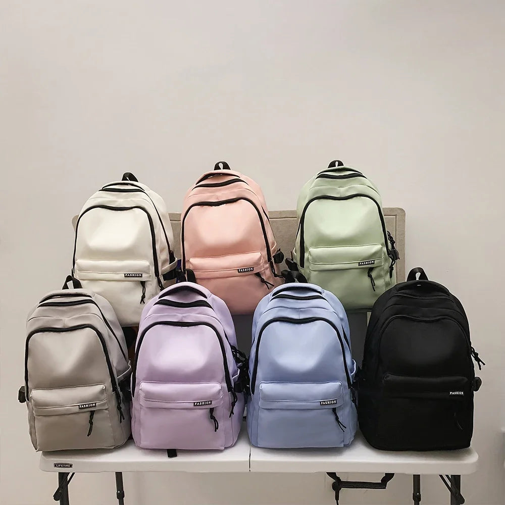 Large Capacity Solid Color Backpack for High School Students Durable Simple Black Travel Backpack for Middle School Teens