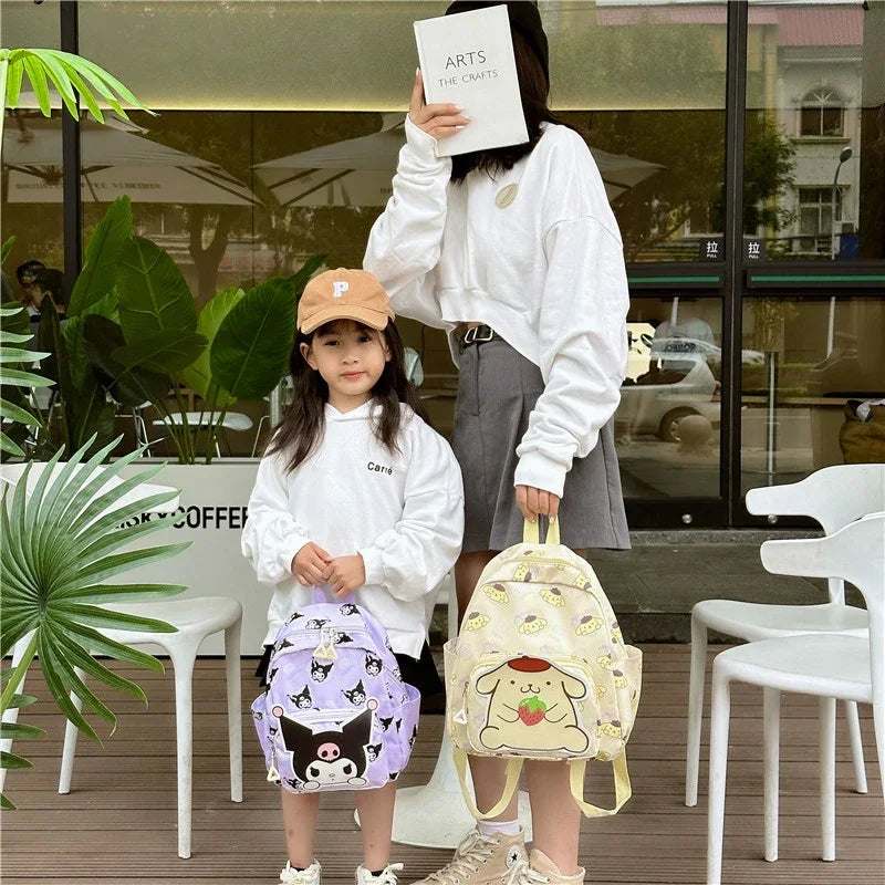 Kawaii Hello Kitty Kuromi Cinnamoroll Backpacks Cute Cartoon My Melody Pochacco Pompom Purin Anime Storage School Bag Sac A Dos