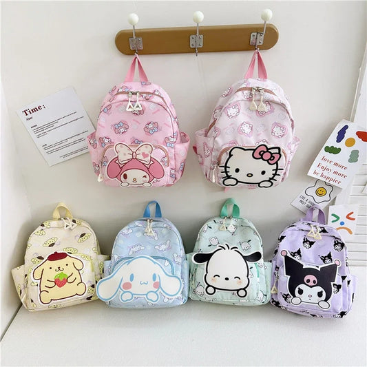 Kawaii Hello Kitty Kuromi Cinnamoroll Backpacks Cute Cartoon My Melody Pochacco Pompom Purin Anime Storage School Bag Sac A Dos