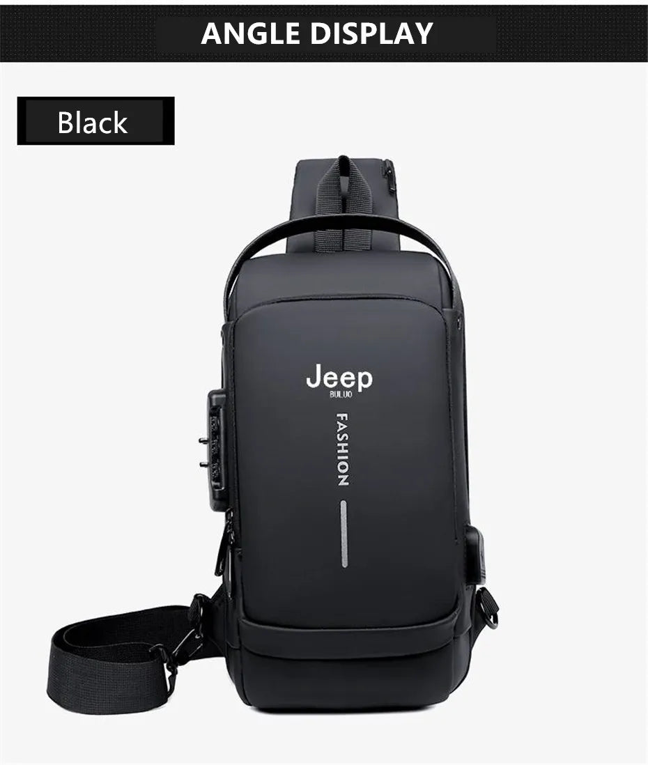JEEP BULUO Brand High Quality Men Chest Sling Bags Motorcycle Crossbody Shoulder Bag Travel Pack Anti-theft Male Fashion Hot New