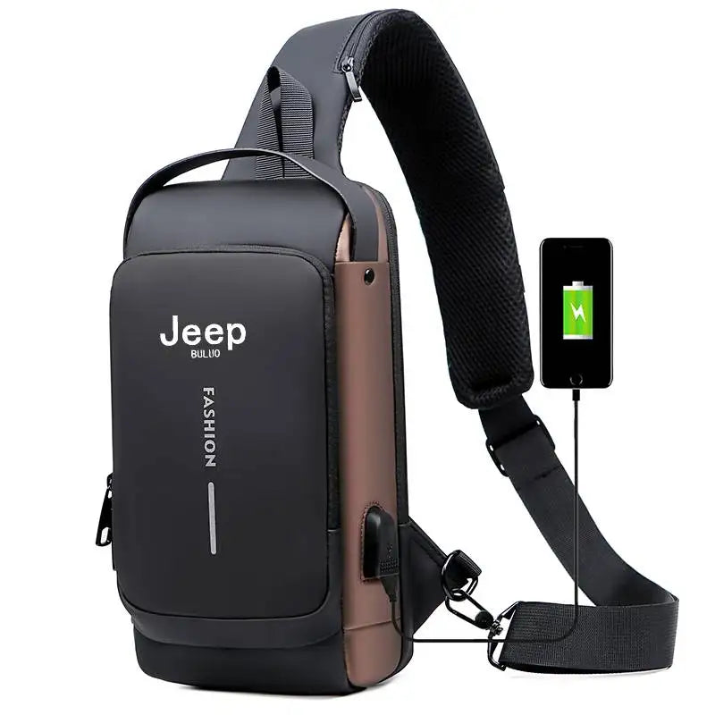 JEEP BULUO Brand High Quality Men Chest Sling Bags Motorcycle Crossbody Shoulder Bag Travel Pack Anti-theft Male Fashion Hot New