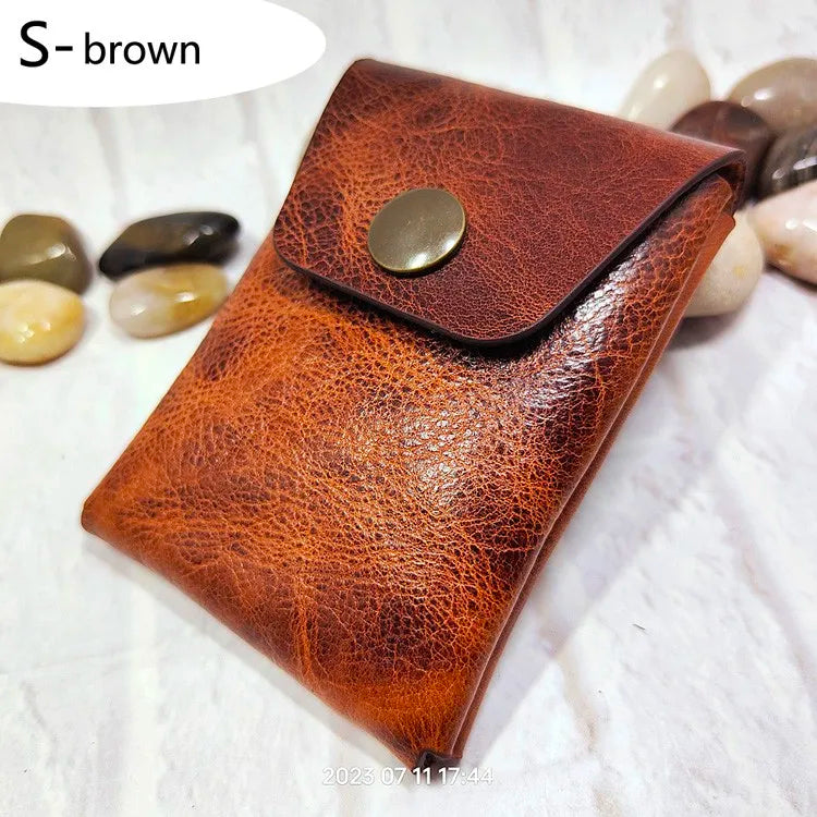 Mini Waist Bag Genuine Leather Belt Pouch Wallet Card Holder Car Key Purse Pack Driver's license Case Men Women 6071