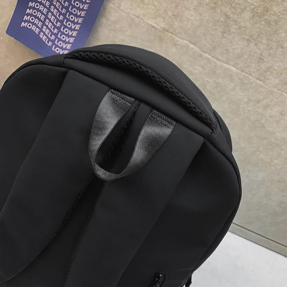 Large Capacity Solid Color Backpack for High School Students Durable Simple Black Travel Backpack for Middle School Teens