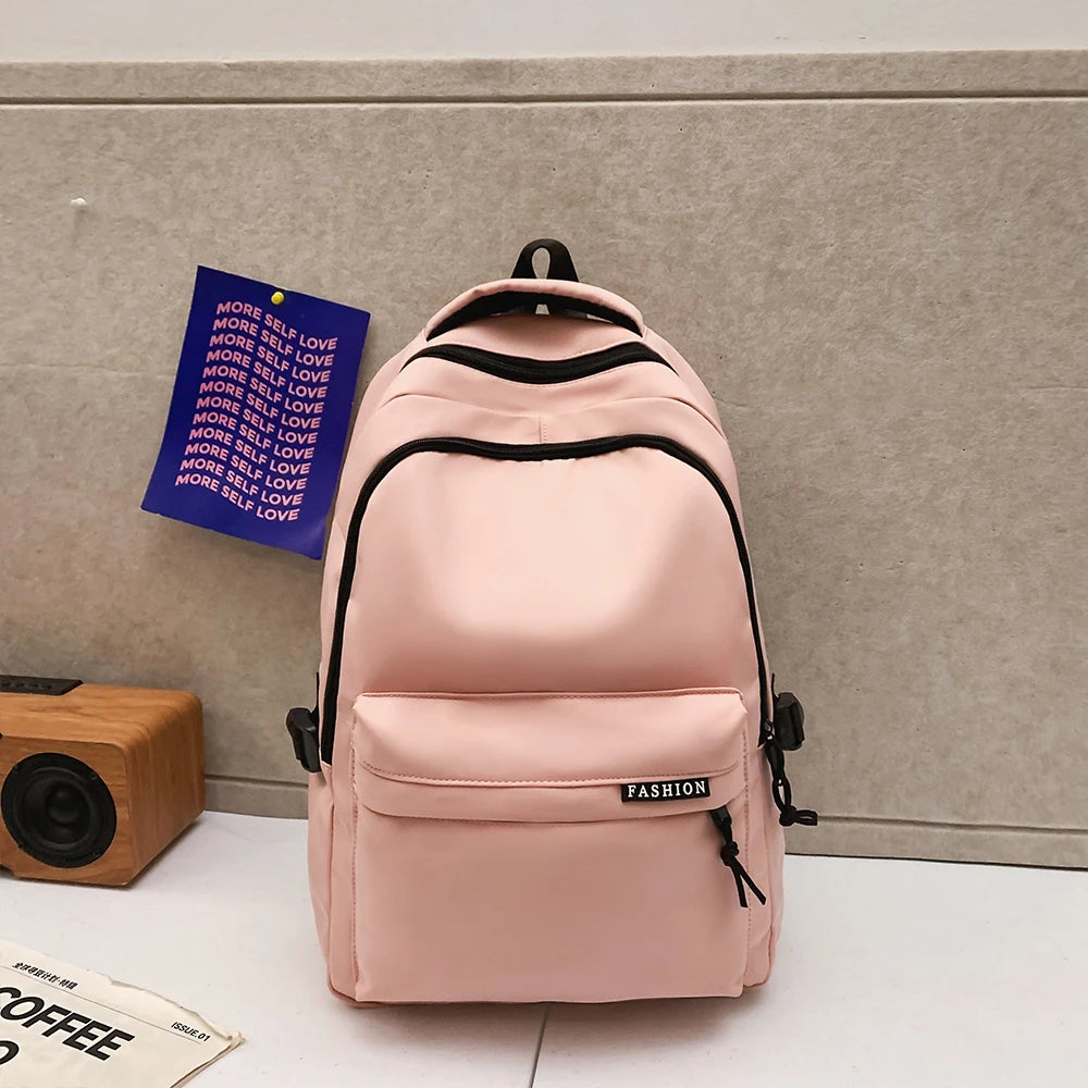 Large Capacity Solid Color Backpack for High School Students Durable Simple Black Travel Backpack for Middle School Teens
