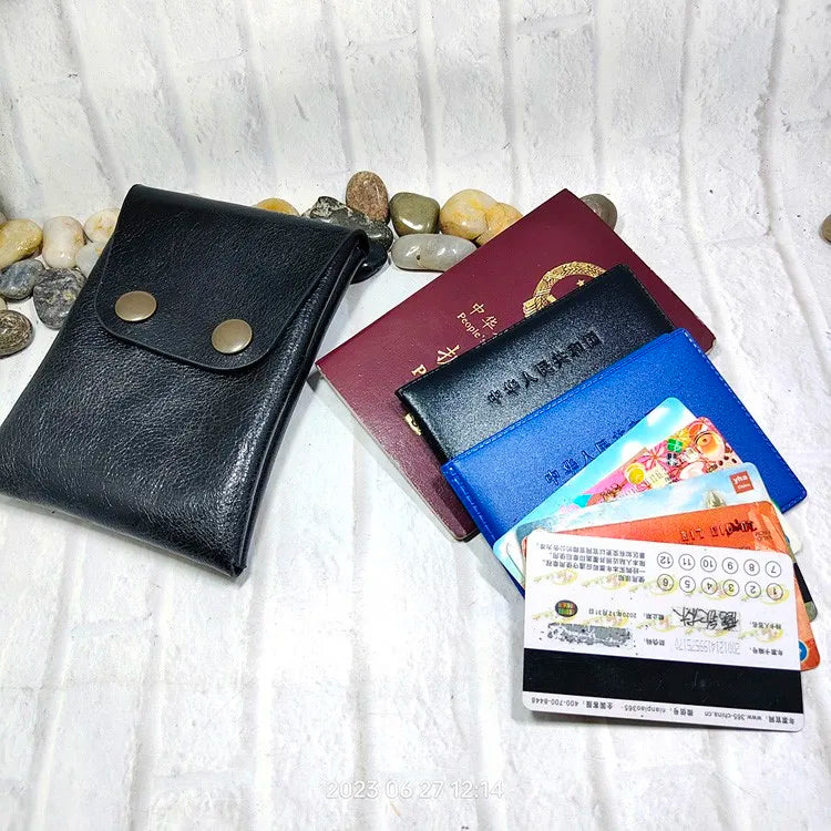 Mini Waist Bag Genuine Leather Belt Pouch Wallet Card Holder Car Key Purse Pack Driver's license Case Men Women 6071