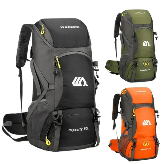 50L Travel Backpack Camping Men Large Hiking Bag Tourist Rucksack Waterproof Outdoor Sports Climbing Mountaineering Bag Luggage