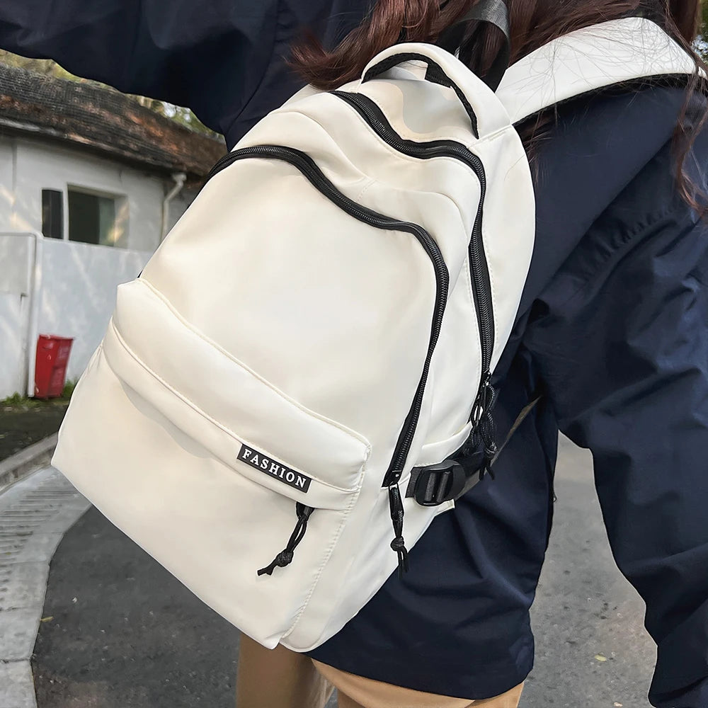 Large Capacity Solid Color Backpack for High School Students Durable Simple Black Travel Backpack for Middle School Teens