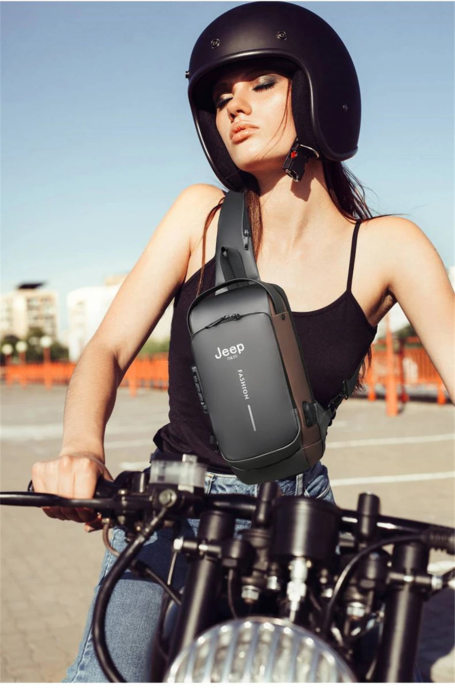 JEEP BULUO Brand High Quality Men Chest Sling Bags Motorcycle Crossbody Shoulder Bag Travel Pack Anti-theft Male Fashion Hot New
