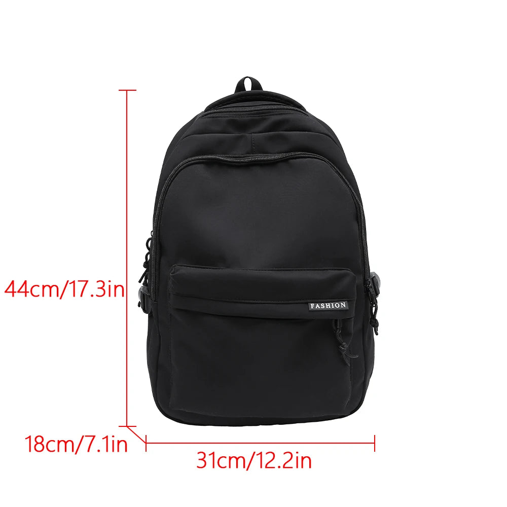 Large Capacity Solid Color Backpack for High School Students Durable Simple Black Travel Backpack for Middle School Teens