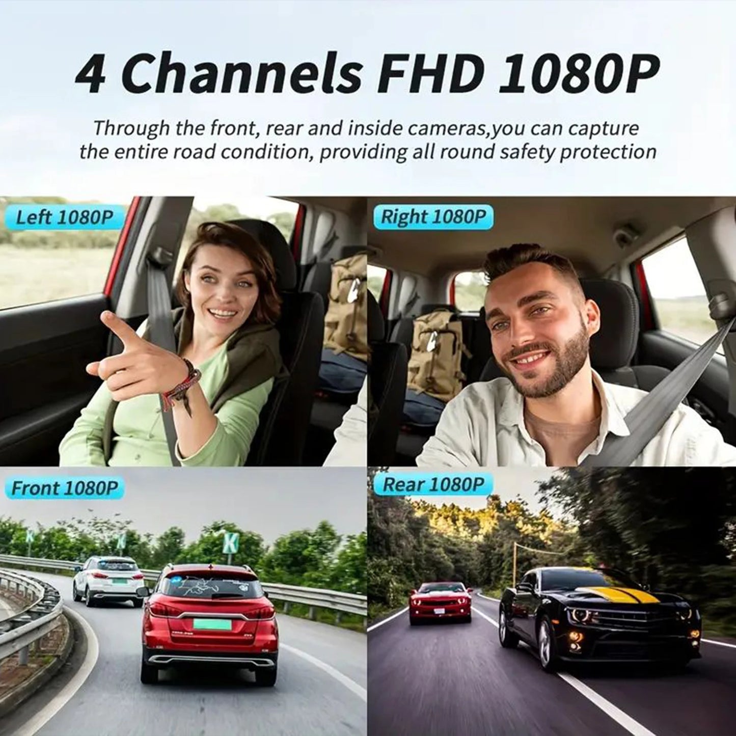 Dashcam 4 Channel Voice Recording Video Recorder Black Box 1080P Night Vision dash cam automobile Auto parts add Hardwire kit