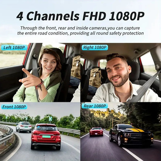 Dashcam 4 Channel Voice Recording Video Recorder Black Box 1080P Night Vision dash cam automobile Auto parts add Hardwire kit