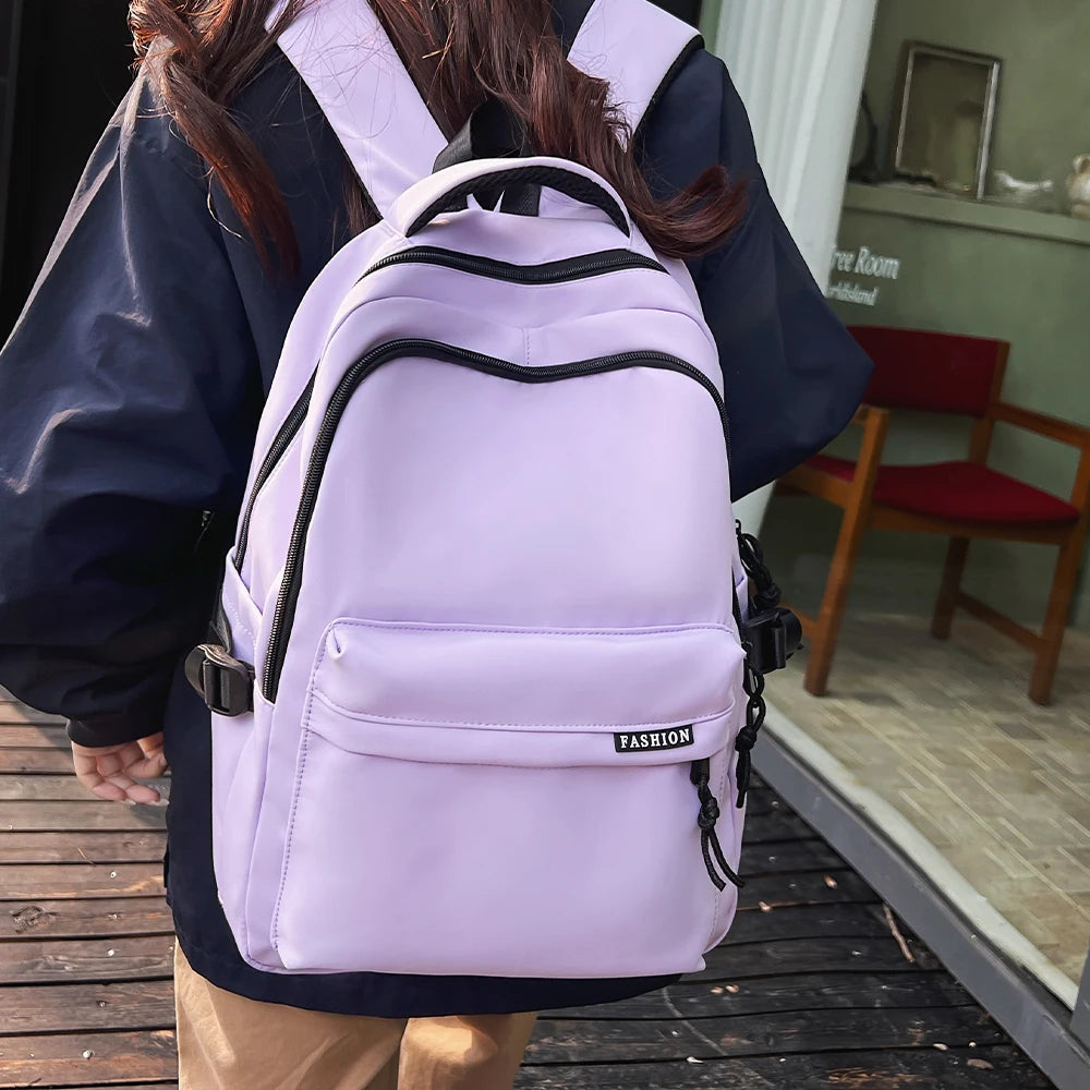 Large Capacity Solid Color Backpack for High School Students Durable Simple Black Travel Backpack for Middle School Teens