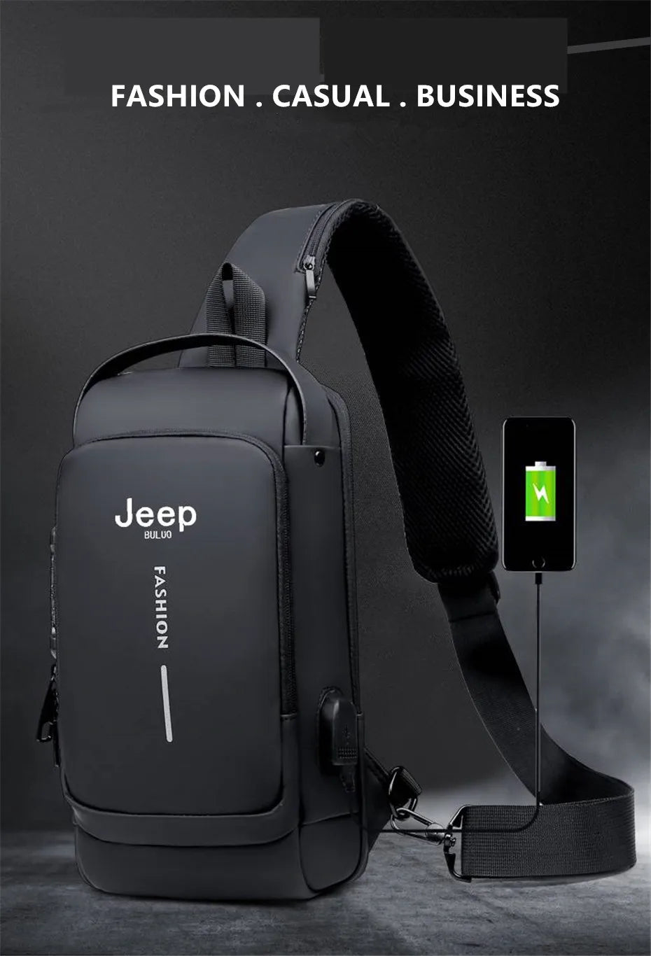 JEEP BULUO Brand High Quality Men Chest Sling Bags Motorcycle Crossbody Shoulder Bag Travel Pack Anti-theft Male Fashion Hot New