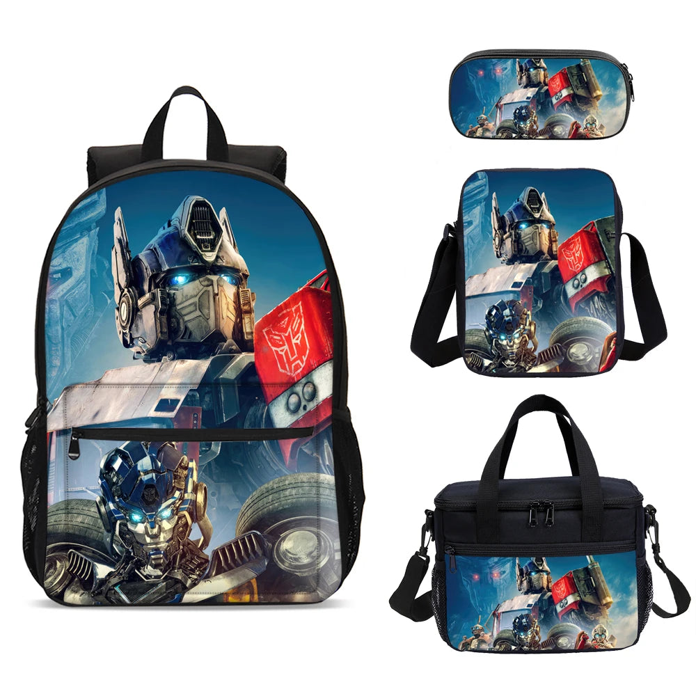 T-Transformers Child School Backpack with Lunch Bags ,Pencil Bags ,School Bags for Boys Girls Best Gift