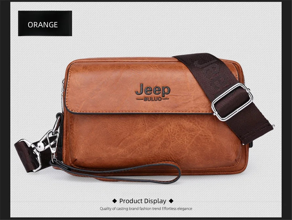 JEEP BULUO Brand Small Men Bags High Quality Leather Shoulder Crossbody Totes Clutch Handbags Business Brown Black Fashion New