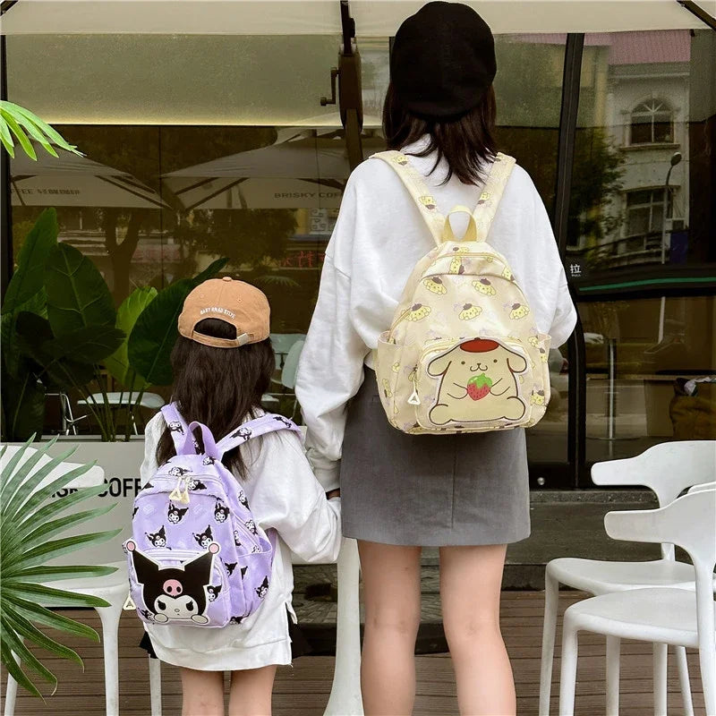 Kawaii Hello Kitty Kuromi Cinnamoroll Backpacks Cute Cartoon My Melody Pochacco Pompom Purin Anime Storage School Bag Sac A Dos