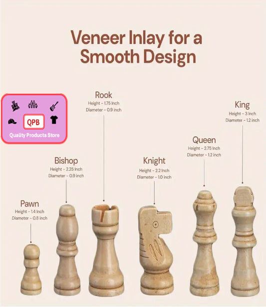 15" Wooden Chess and Checkers Set 2-in-1