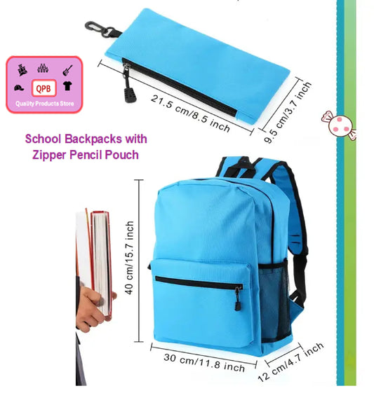 School Backpacks with Zipper Pencil Pouch